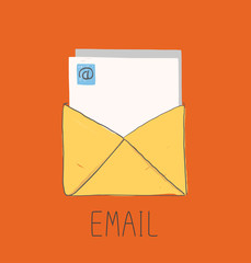 Vector illustration of email message. Marketing concept with "email". Sending message and message notification sign.