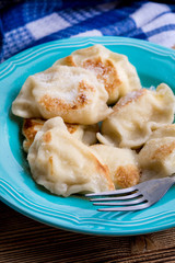 Dumplings with cheese.