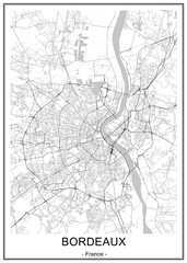 vector map of the city of Bordeaux, France, Nouvelle-Aquitaine, Gironde - obrazy, fototapety, plakaty