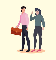 man and woman together characters