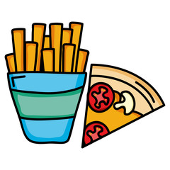 delicious italian pizza and french frieds