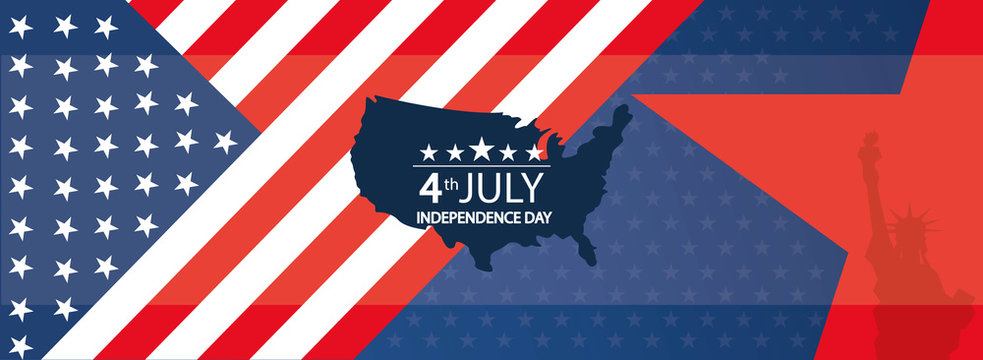 Modern vector illustration of USA Independence Day..Celebration of Fourth of July in United States of America..Background for greeting cards, banners, posters