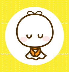 A cute character on rainy day, Vector illustration