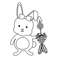 cute little rabbit with flowers and arrows