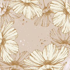 Background with blooming flowers and hearts.Vector illustration - 274234705