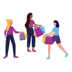 people with shopping bags commerce