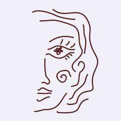 face of a woman line illustration vector sketch