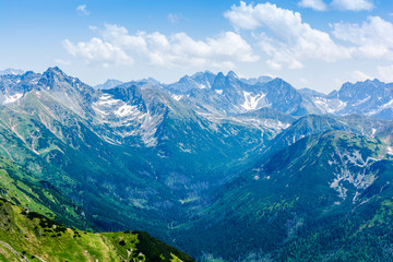 Mountain landscape in the Tatras in the spring and summer season.