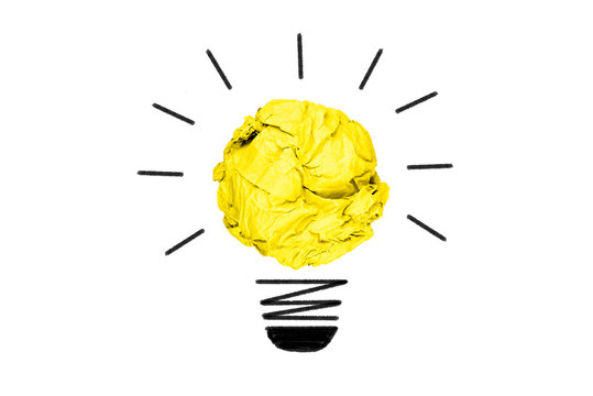 Isolated yellow paper light bulb.