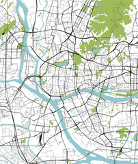 vector map of the city of Guangzhou, Canton, Kwangchow, People's Republic of China