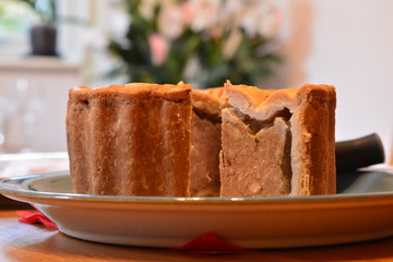 pork pie in a plate delicious fresh homemade baked