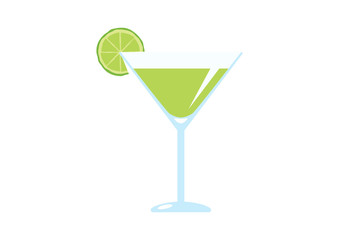 Lemon Daiquiri drink with lemon vector. Daiquiri glass with lemon icon. Glass of Daiquiri isolated on a white background. Lemon Daiquiri cartoon