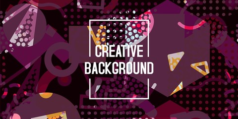 Vector abstract geometric background texture design, bright poster, banner purple background, violet pink and yellow stripes and shapes.