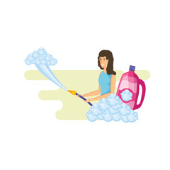 Isolated woman cartoon cleaning design