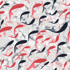 pattern. seamless. red fish. Chinese painting