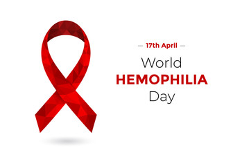 World Hemophilia Day (April 17) red awareness ribbon. 