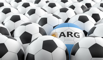 Soccer ball in Argentinas national colors - 3D Rendering 