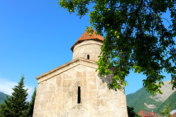 Fototapeta na wymiar Old Albanian church temple in Kish province of Azerbaijan