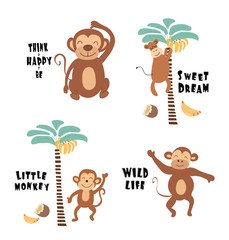 cute monkey print .vector illustration for childish t shirt,clothes
