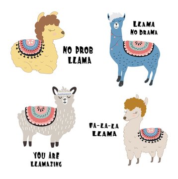 cute llama print. childish vector illustration for kids t shirt,clothes