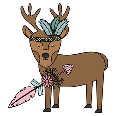 reindeer with feathers hat and arrow bohemian style