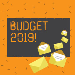 Writing note showing Budget 2019. Business concept for New year estimate of incomes and expenses Financial Plan