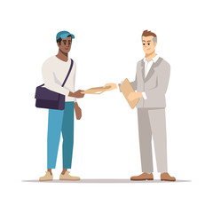 Fototapeta premium Delivering document to addressee flat illustration