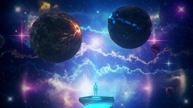 Sci-Fi Space Planets with Nebula & Stars Loop Motion Background