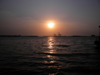 Fototapeta na wymiar Sunset at marine Drive Cochin, Kerala