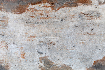 Old Weathered Concrete Decay Wall Texture With Red Bricks Visible