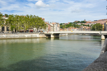 Obraz premium Bridge over the Saône river in Lyon, France