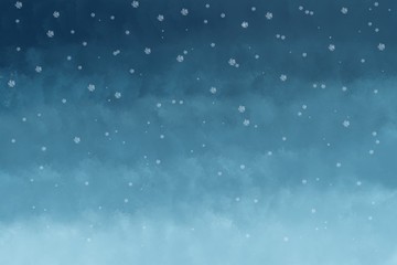 Blue background, sky and stars, water colors