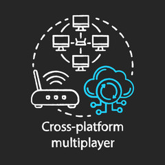 Cross platform multiplayer chalk concept icon