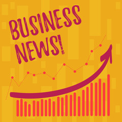 Text sign showing Business News. Business photo showcasing part of journalism tracks analyzes and interprets economic Combination of Colorful Column and Line Graphic Chart with Arrow Going Up