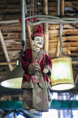 A beautiful string puppet souvenir in Hongsa(Bago),Myanmar.Myanmar tradition handicraft dolls.