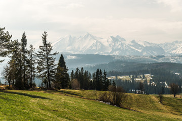 Fototapeta na wymiar Views on Tatra Mountains in early spring