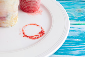 homemade mixed berry yogurt popsicles. Top view