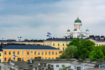 Helsinki skyline and Helsinki Cathedral, Finland