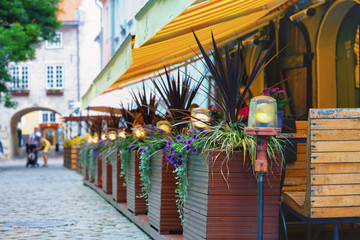 Summer restaurant in the historical center of Riga