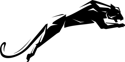 Black Jaguar Leap, Abstract Geometric Style © Draco77