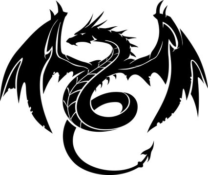 Black Dragon, Front View Vector