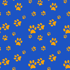 Fototapeta na wymiar Vector seamless pattern with cat or dog,kitten or puppy footprints. Can be used for wallpaper,fabric, web page background, surface textures.