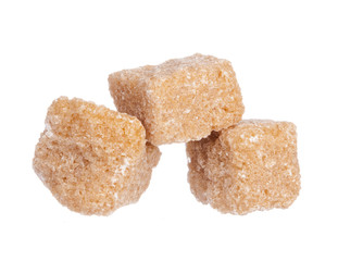 brown sugar cubes isolated on white background
