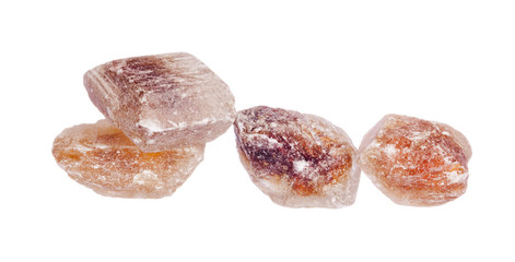 Pile of brown granulated sugar isolated on white background