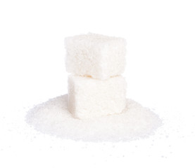 Cubes of sugar isolated on white background