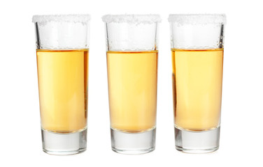 Cocktail. Vodka, gin, tequila isolated on white background