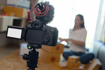 Vlog recording for live video interview your channel.