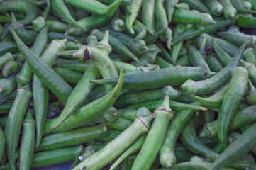 green okra arranged in bunch for sale