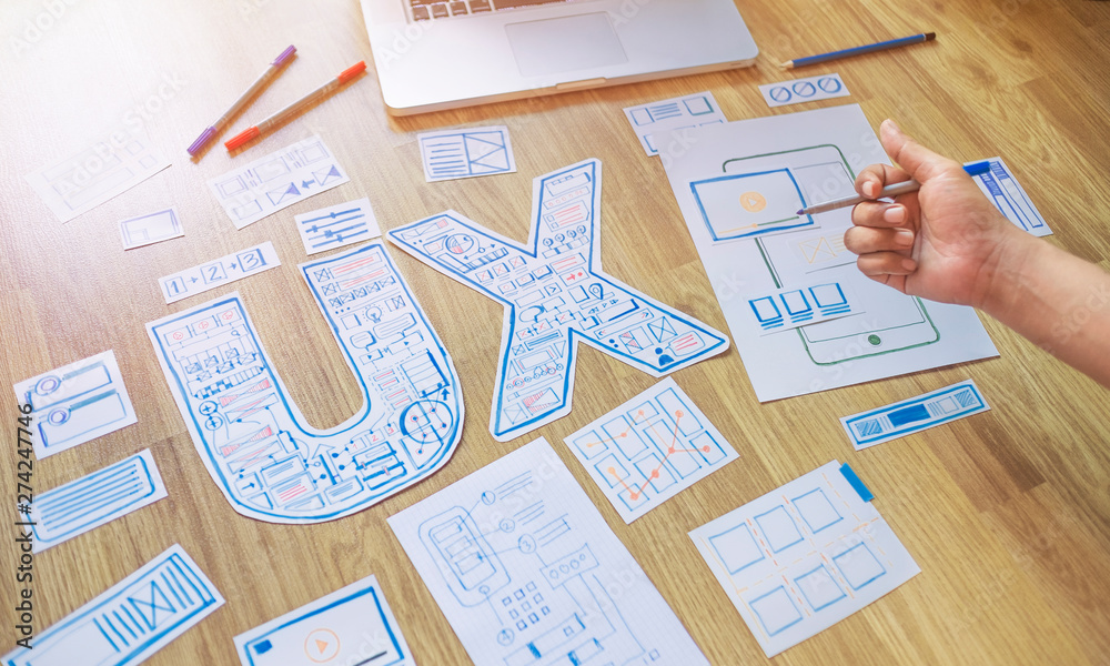 Poster ux designer creative prototype graphic planning application development for web mobile phone . user 