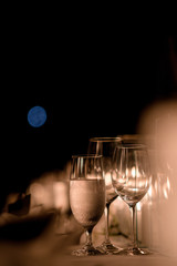 two glasses of champagne on a background